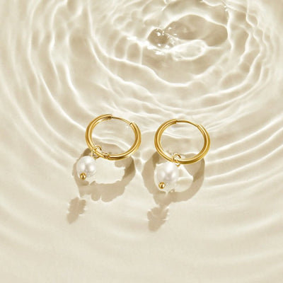 Bella øreringe med ferskvandsperler | Guld 18k - DK BUTIK