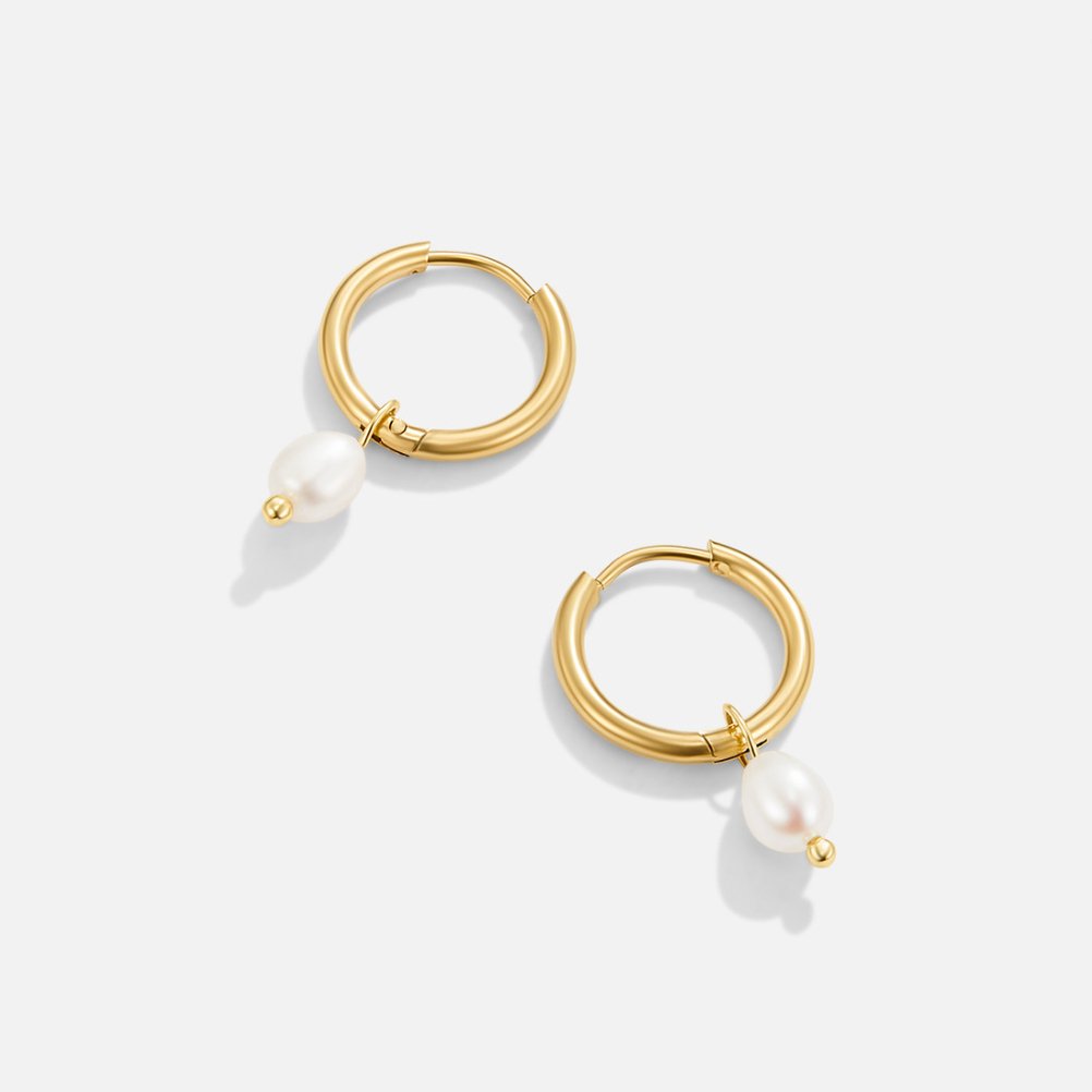 Bella øreringe med ferskvandsperler | Guld 18k - DK BUTIK