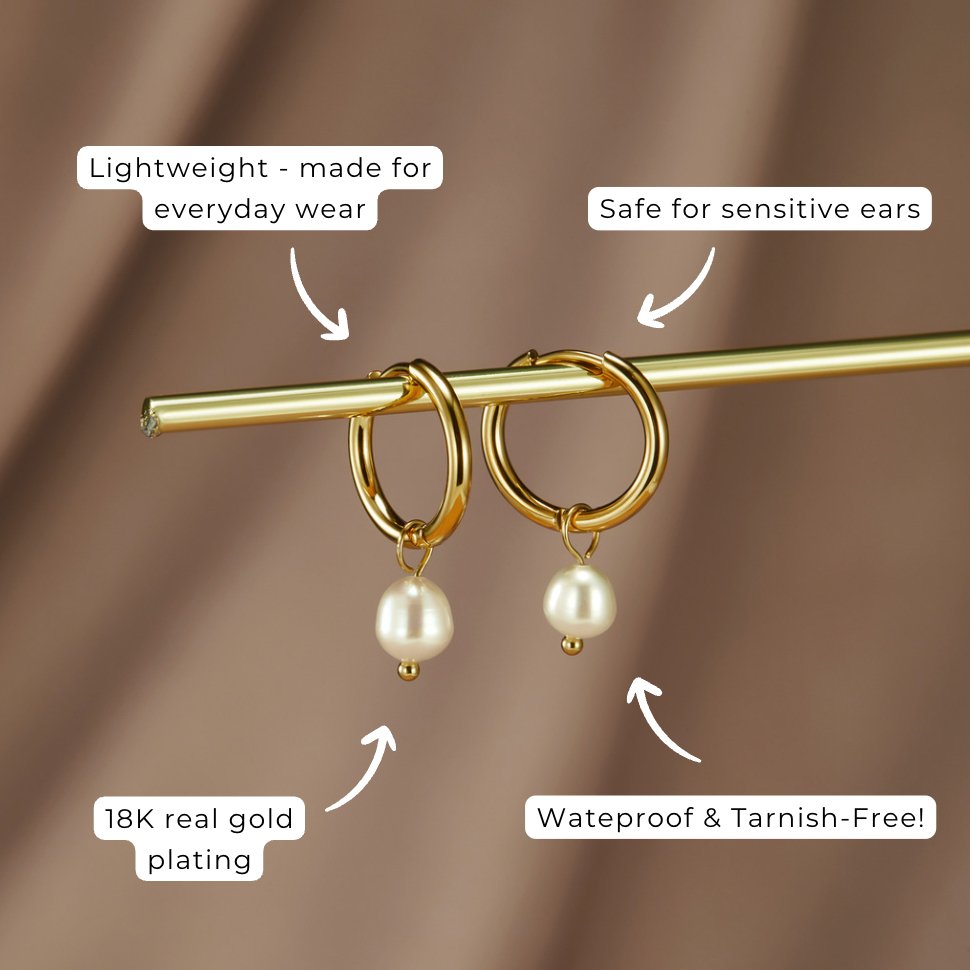Bella øreringe med ferskvandsperler | 18k guld - DK BUTIK