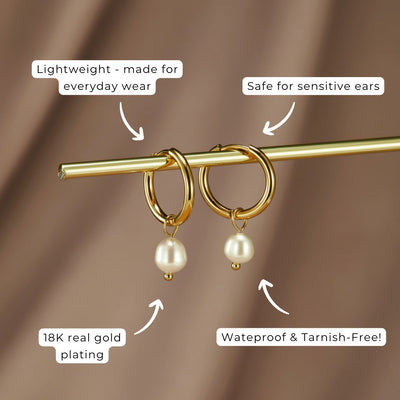 Bella øreringe med ferskvandsperler | 18k guld - DK BUTIK