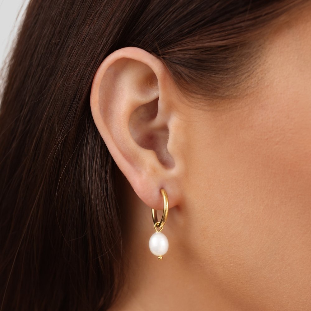 Bella øreringe med ferskvandsperler | Guld 18k - DK BUTIK