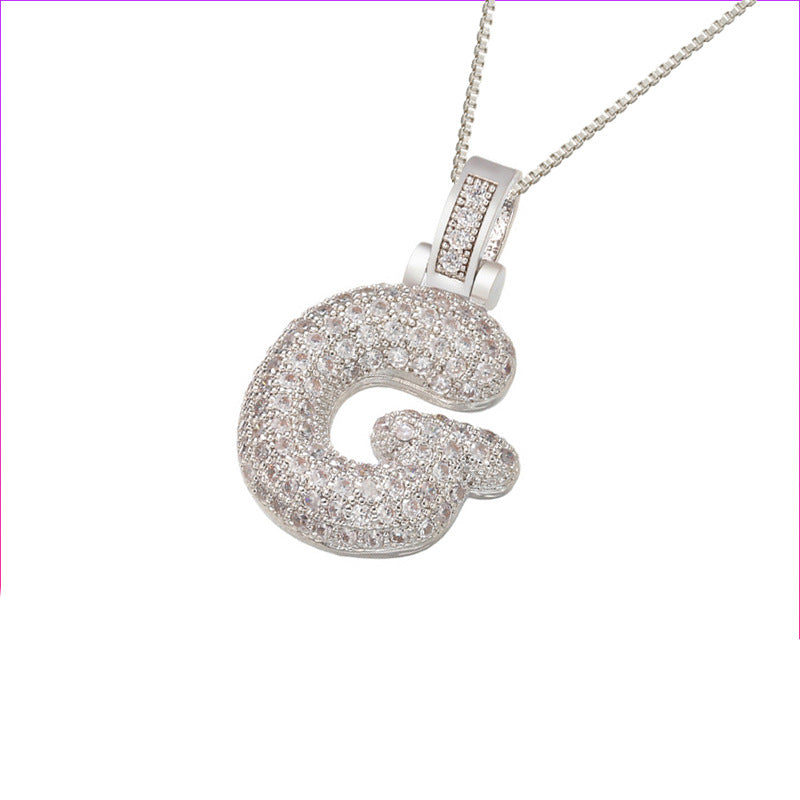 Pave Bubble Halskæde med Initial | 18k Guld - DK BUTIK