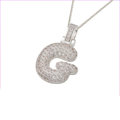 Pave Bubble Halskæde med Initial | 18k Guld - DK BUTIK