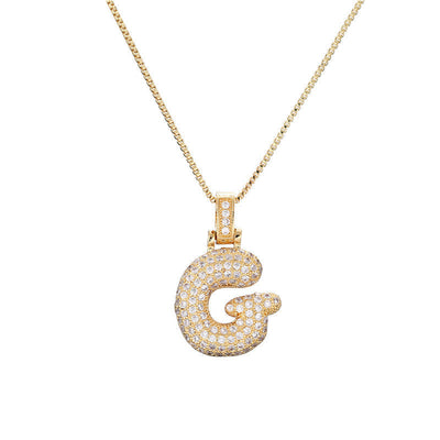 Pave Bubble Halskæde med Initial | 18k Guld - DK BUTIK