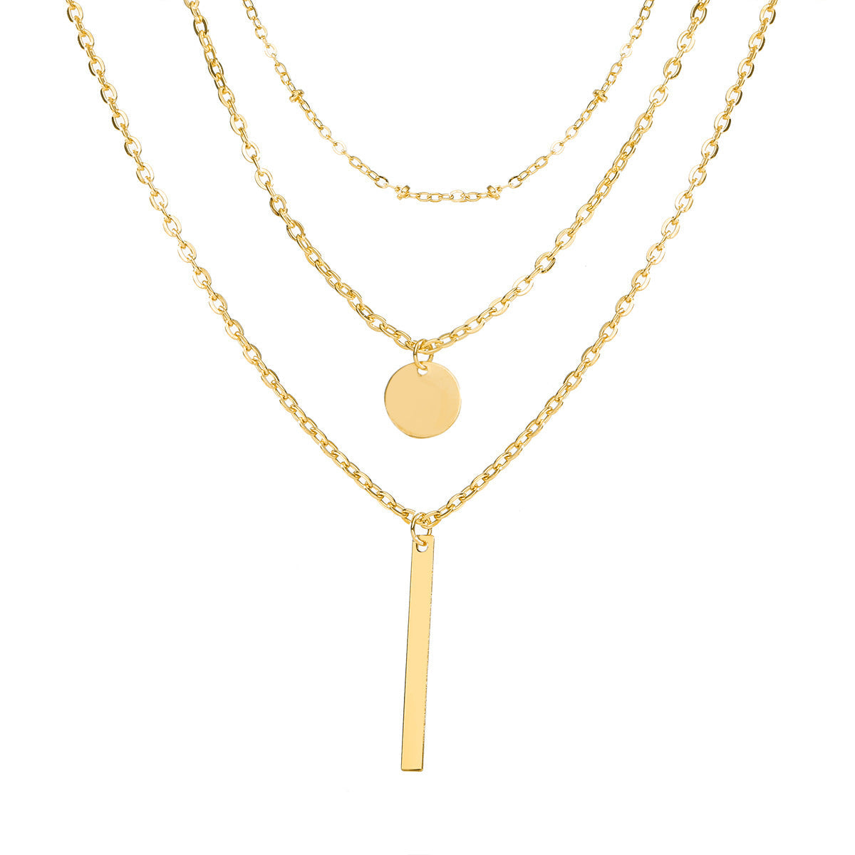 Lagdelte Vintage Geo halskæde med vedhæng | 18k Guld - DK BUTIK