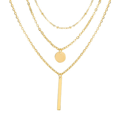 Lagdelte Vintage Geo halskæde med vedhæng | 18k Guld - DK BUTIK