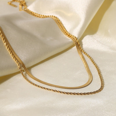 Hailey Flerlags Halskæde | 18k Guld - DK BUTIK