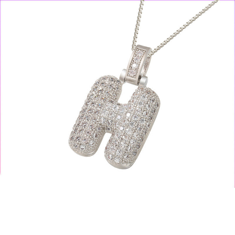 Pave Bubble Halskæde med Initial | 18k Guld - DK BUTIK