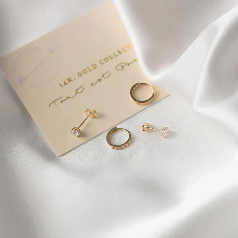 Månestråle Stein-Øreringe | Guld 14k - DK BUTIK