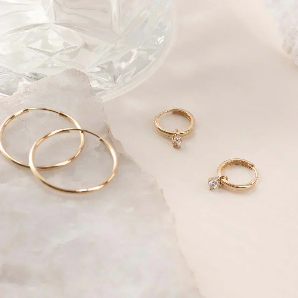 Månestråle Stein Hoop Øreringe | Guld 14k - DK BUTIK