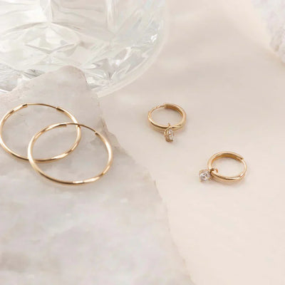 Månestråle Stein Hoop Øreringe | Guld 14k - DK BUTIK