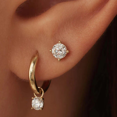 Månestråle Stein-Øreringe | Guld 14k - DK BUTIK