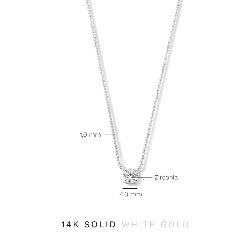 Cléa Moissanite Sten Halskæde | Hvidguld 14k