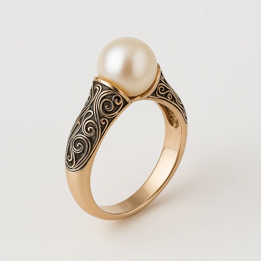 Vintage ring med perle