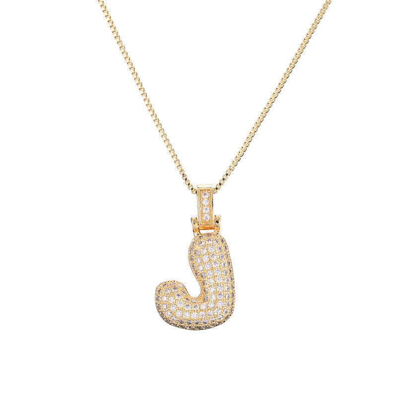 Pave Bubble Halskæde med Initial | 18k Guld - DK BUTIK