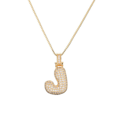 Pave Bubble Halskæde med Initial | 18k Guld - DK BUTIK