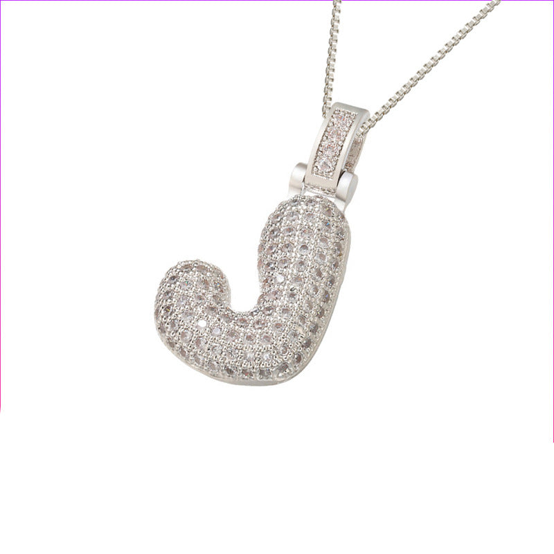 Pave Bubble Halskæde med Initial | 18k Guld - DK BUTIK