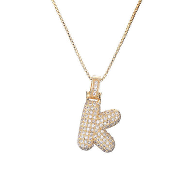 Pave Bubble Halskæde med Initial | 18k Guld - DK BUTIK