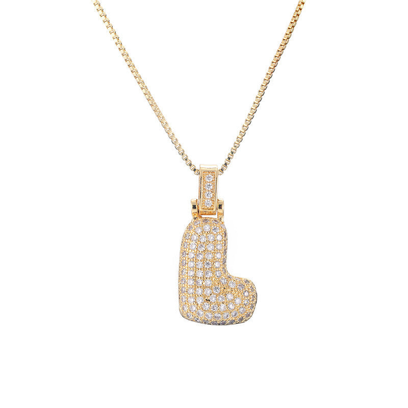 Pave Bubble Halskæde med Initial | 18k Guld - DK BUTIK