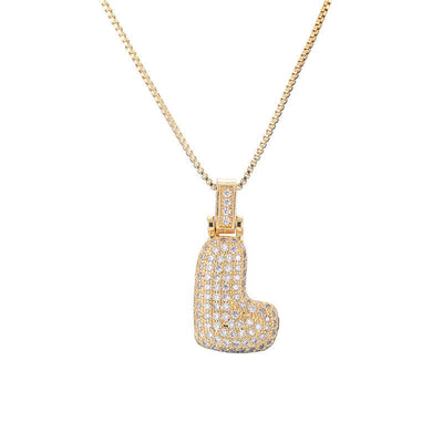 Pave Bubble Halskæde med Initial | 18k Guld - DK BUTIK