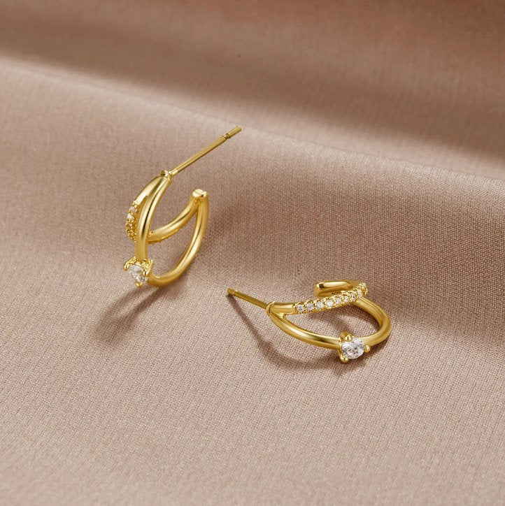 Krystaløreringe Artie | Guld 18k - DK BUTIK