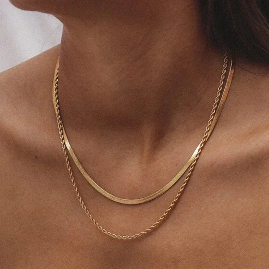 Hailey Flerlags Halskæde | 18k Guld - DK BUTIK