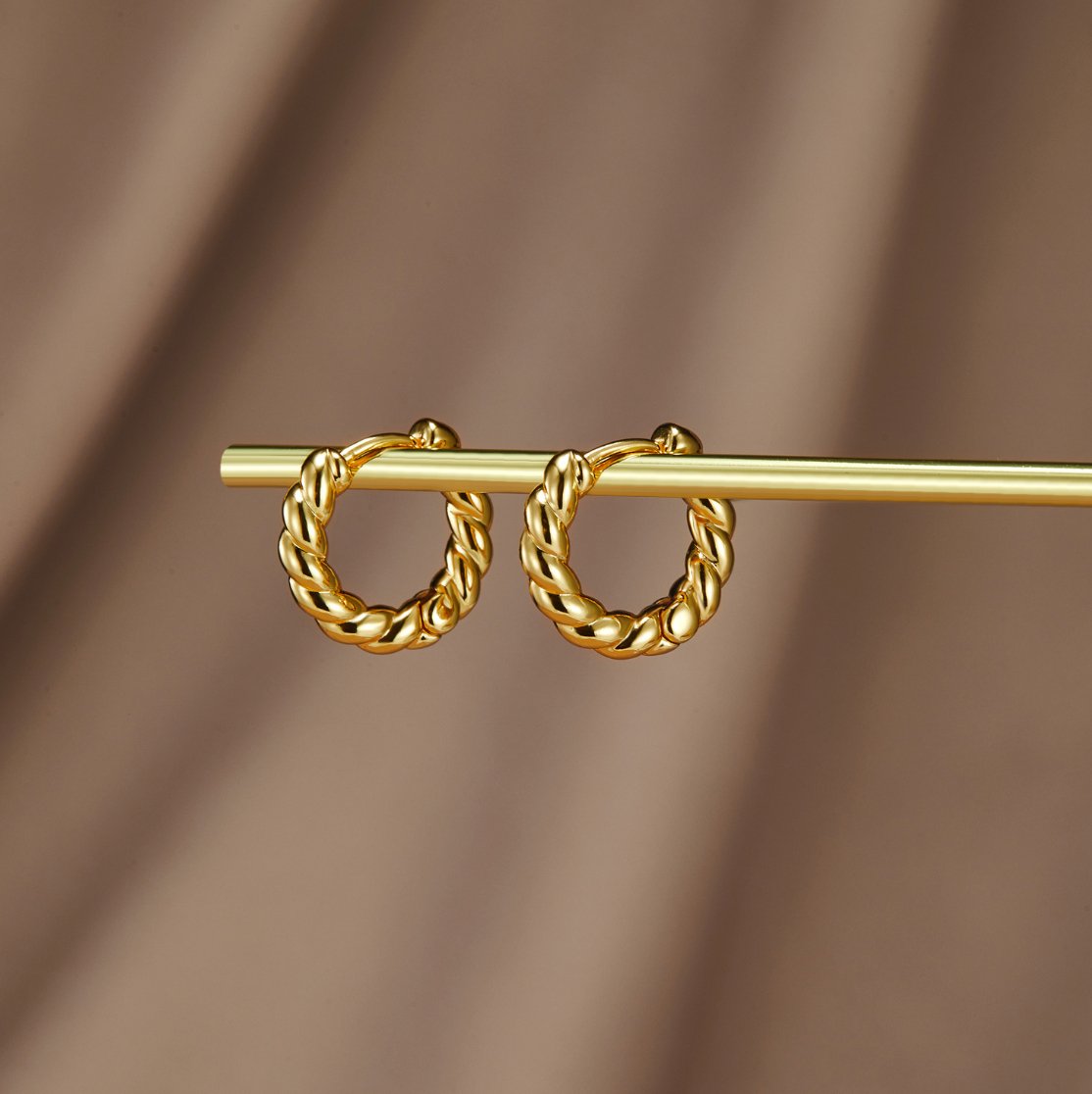 Luna Elegante Snoede Øreringe | 14k Guld - DK BUTIK