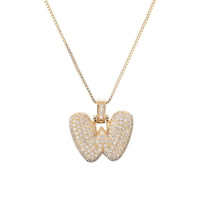 Pave Bubble Halskæde med Initial | 18k Guld - DK BUTIK