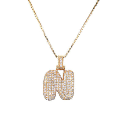 Pave Bubble Halskæde med Initial | 18k Guld - DK BUTIK