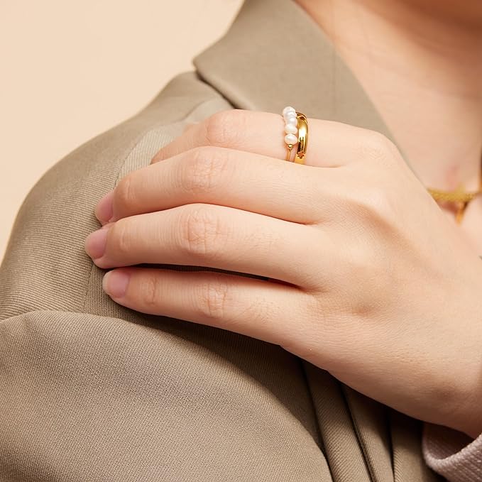 magnolia ring med ferskvandsperler | 18k Guld - DK BUTIK