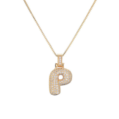 Pave Bubble Halskæde med Initial | 18k Guld - DK BUTIK