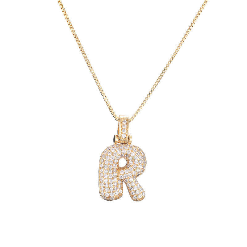 Pave Bubble Halskæde med Initial | 18k Guld - DK BUTIK