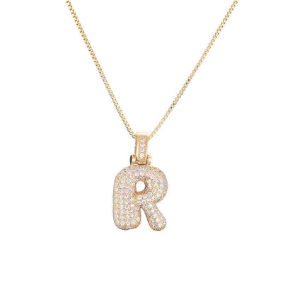 Pave Bubble Halskæde med Initial | 18k Guld - DK BUTIK