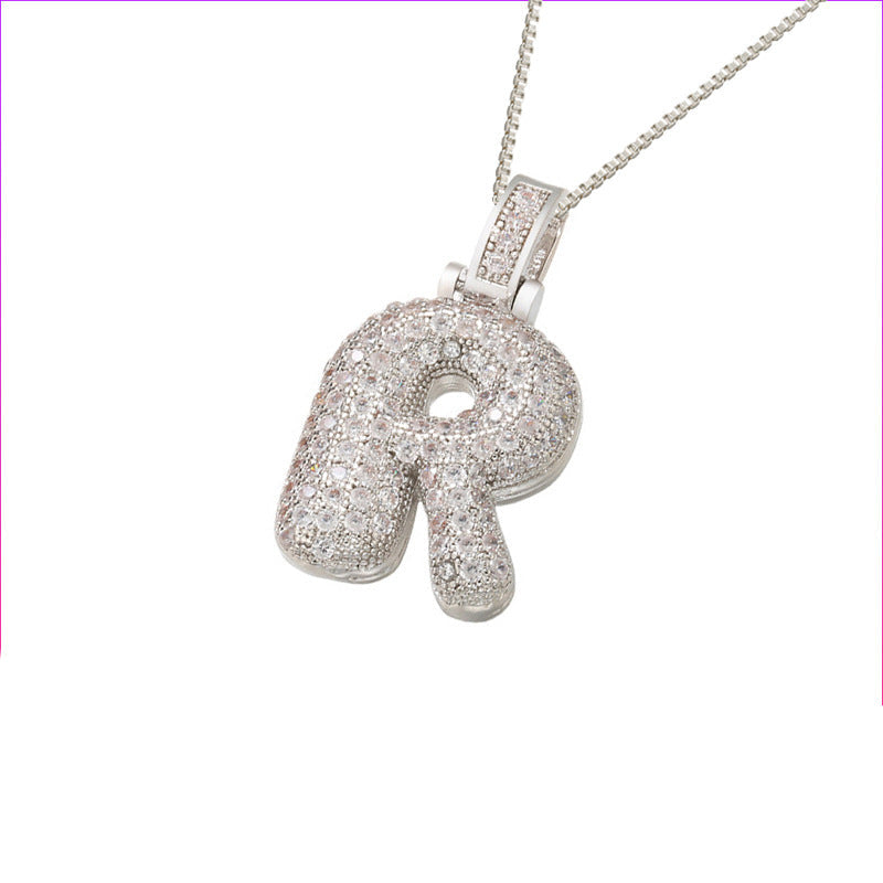 Pave Bubble Halskæde med Initial | 18k Guld - DK BUTIK