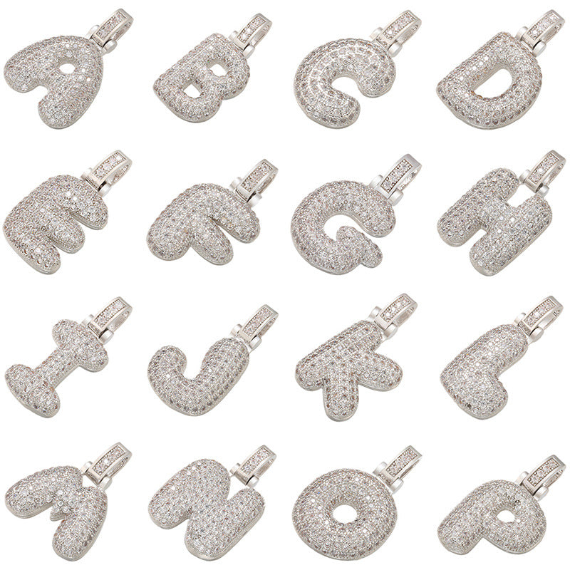 Pave Bubble Halskæde med Initial | 18k Guld - DK BUTIK