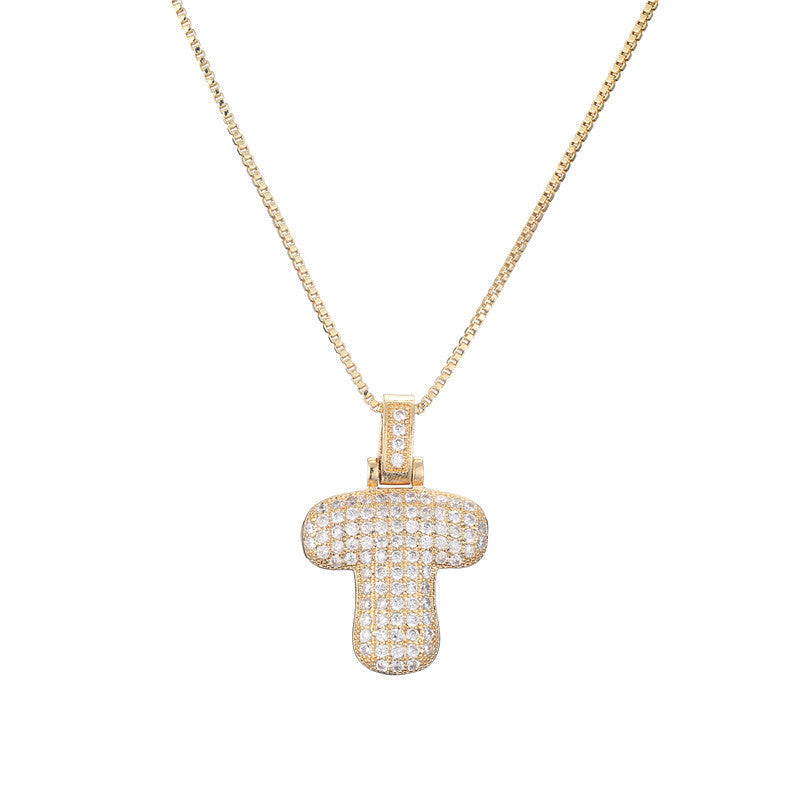 Pave Bubble Halskæde med Initial | 18k Guld - DK BUTIK