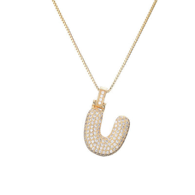 Pave Bubble Halskæde med Initial | 18k Guld - DK BUTIK