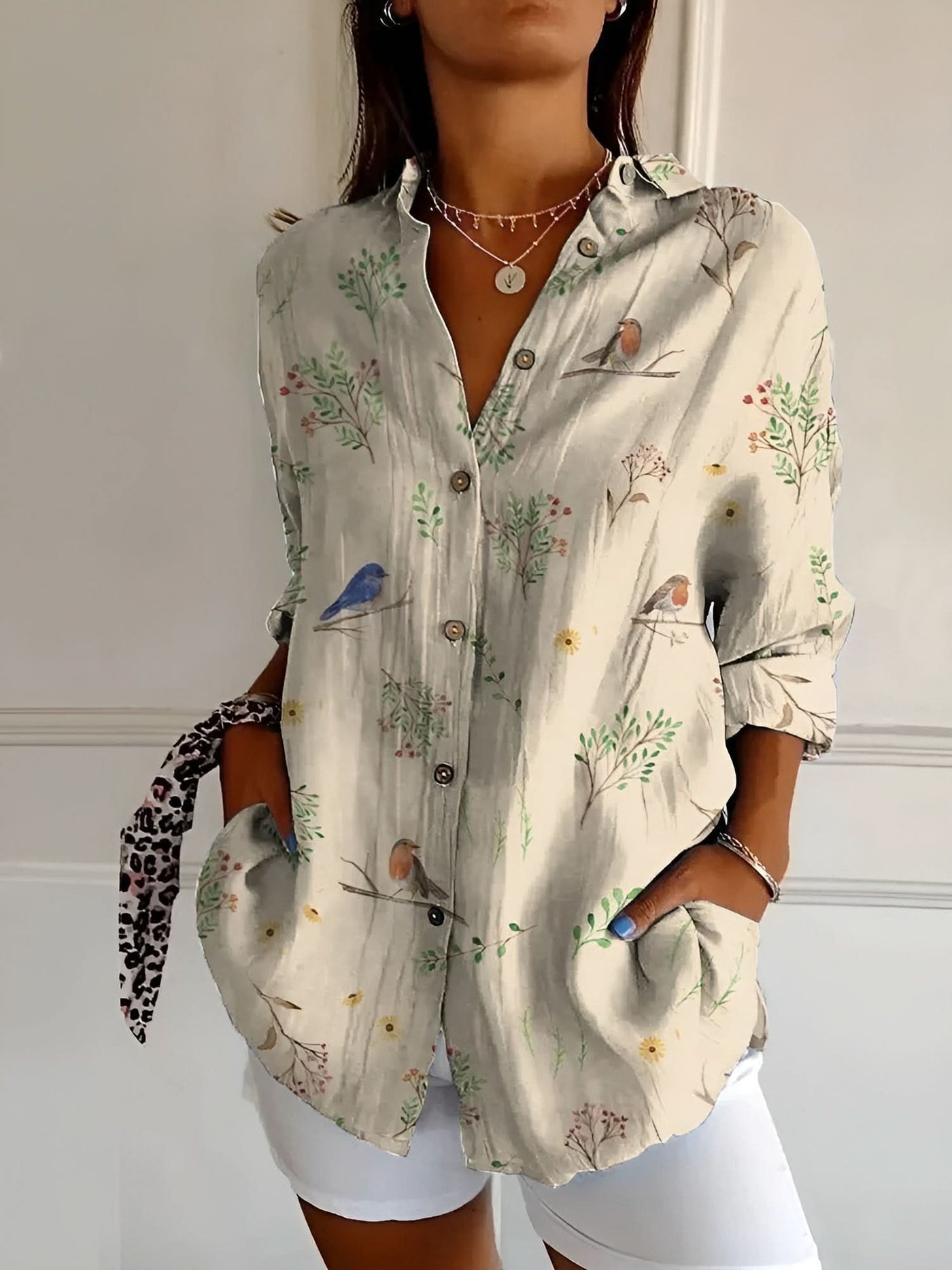 Amara™ Floral Breeze Skjorte med Knap