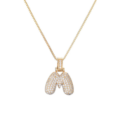 Pave Bubble Halskæde med Initial | 18k Guld - DK BUTIK