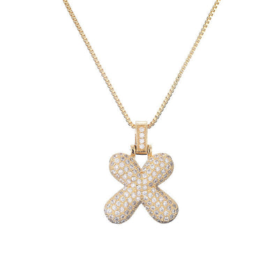 Pave Bubble Halskæde med Initial | 18k Guld - DK BUTIK