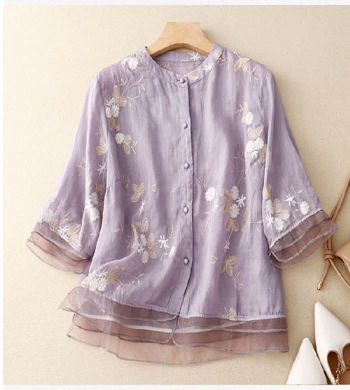 Eloise™ | Elegant Broderet Bluse™ fra Olsen & Olsen