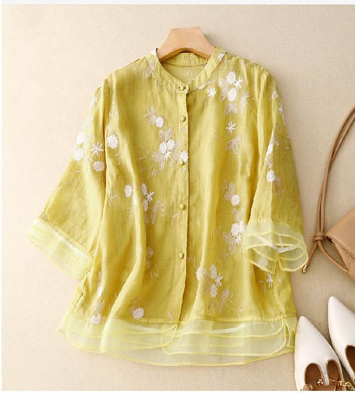 Eloise™ | Elegant Broderet Bluse™ fra Olsen & Olsen