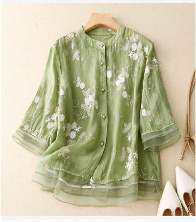 Eloise™ | Elegant Broderet Bluse™ fra Olsen & Olsen