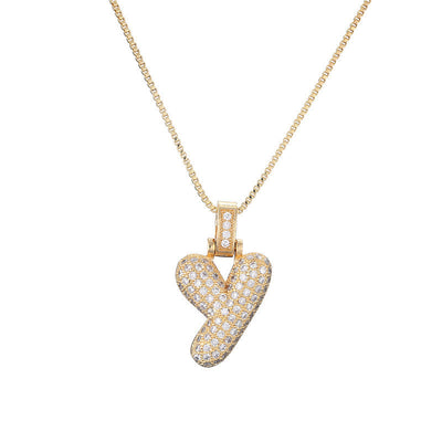 Pave Bubble Halskæde med Initial | 18k Guld - DK BUTIK