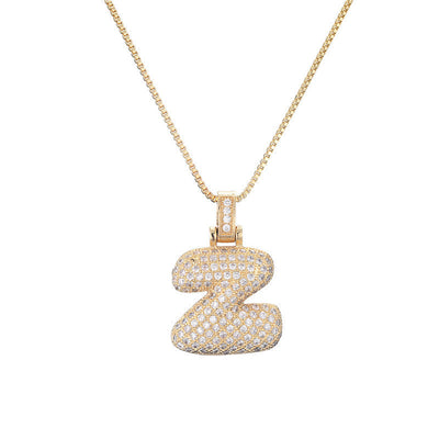 Pave Bubble Halskæde med Initial | 18k Guld - DK BUTIK